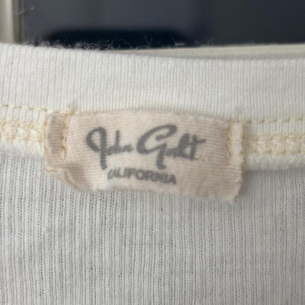 J. Galt/Brandy Melville Women's Cream Ribbed Cotton Button Top T Shirt S/M - Picture 3 of 7